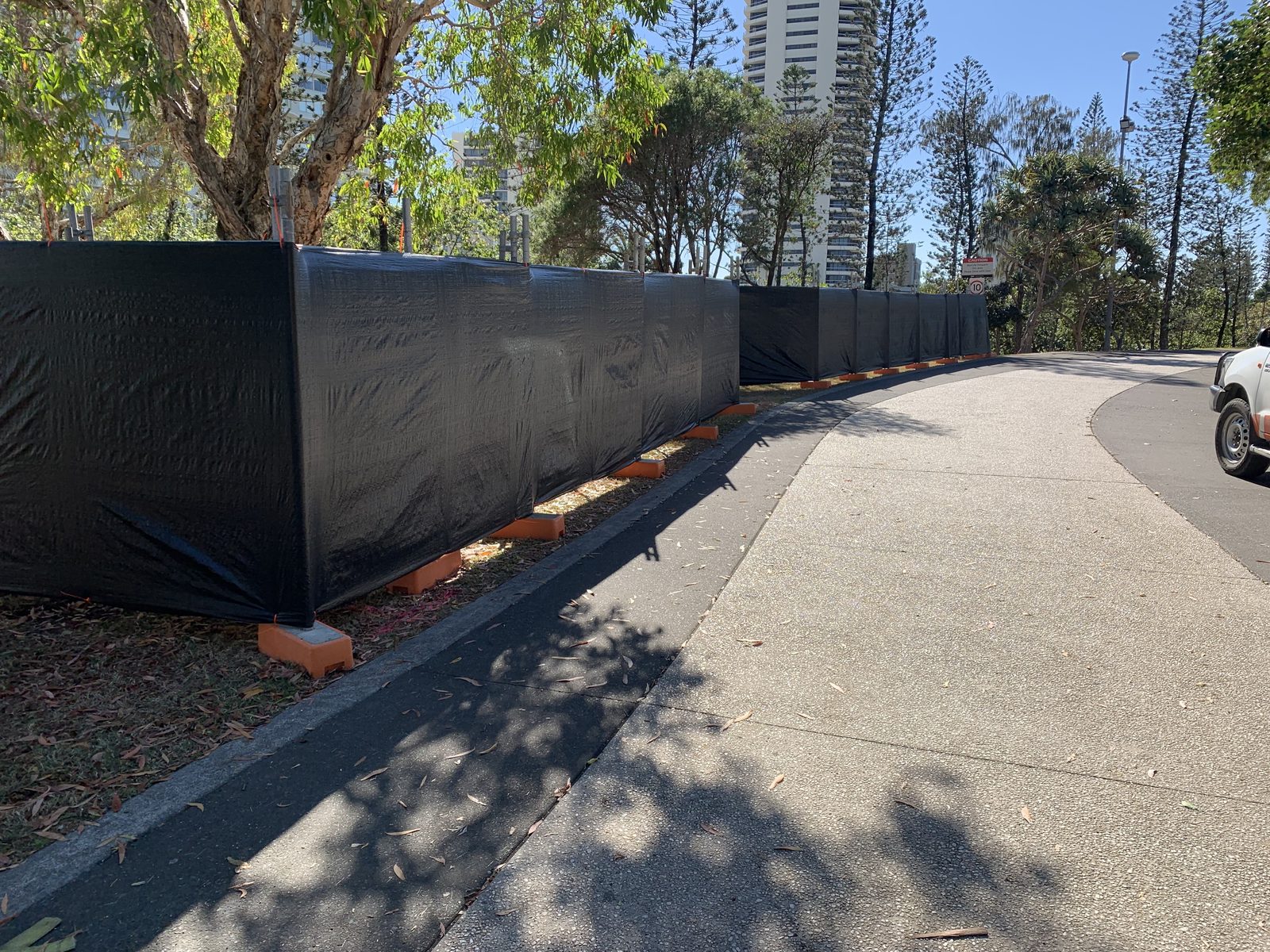 Temporary fencing installed on a construction site